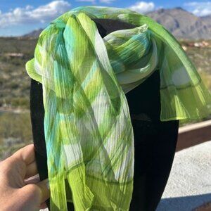 JONES NEW YORK Chiffon Green Blue Long SCARF